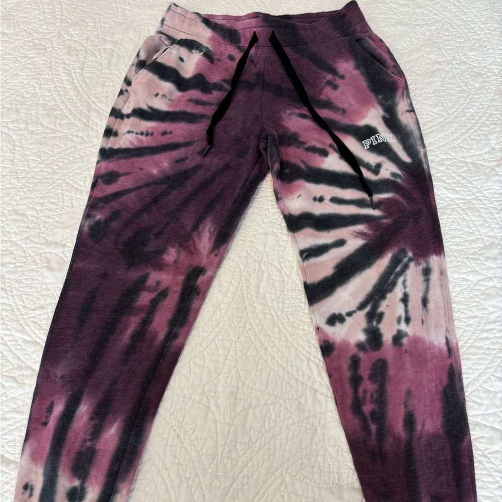 Pink Victoria’s Secret tie-dye joggers